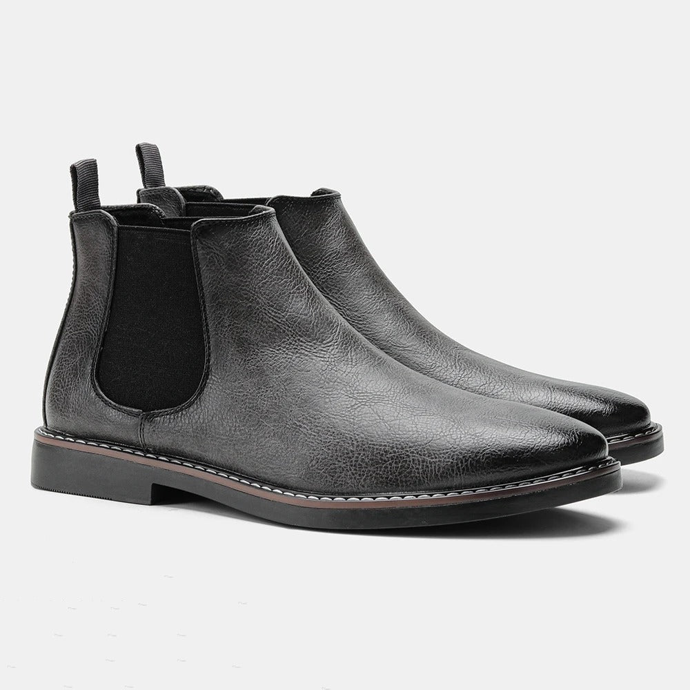 Men's Leather Look Elegant Chelsea Boots Brown