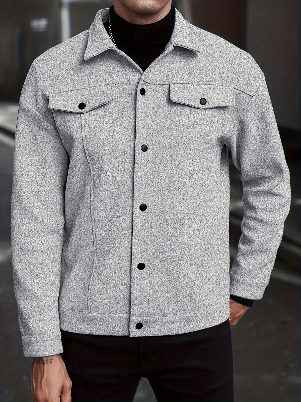 Close-up view of the men's lightweight jacket construction