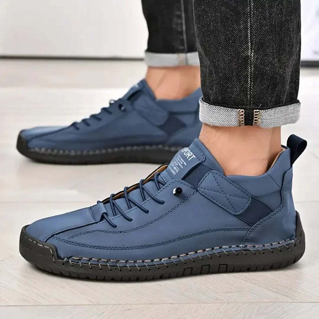 Top view of men's sneakers showing the lace-up design