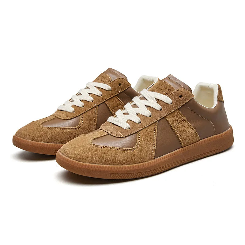 Men's Low Top Two-Tone Leather Sneakers