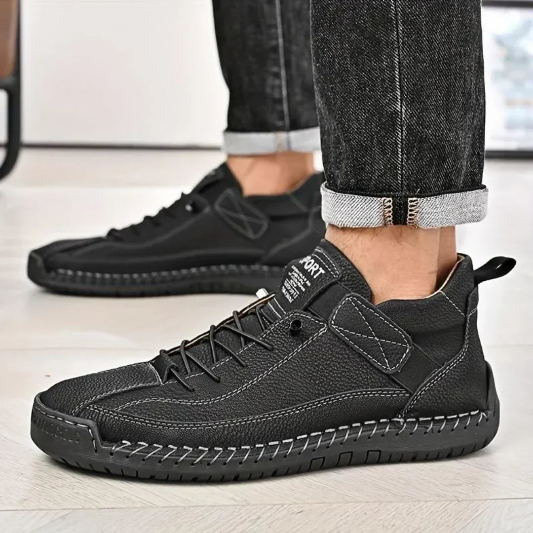 Rear view of a men's urban lace-up sneaker