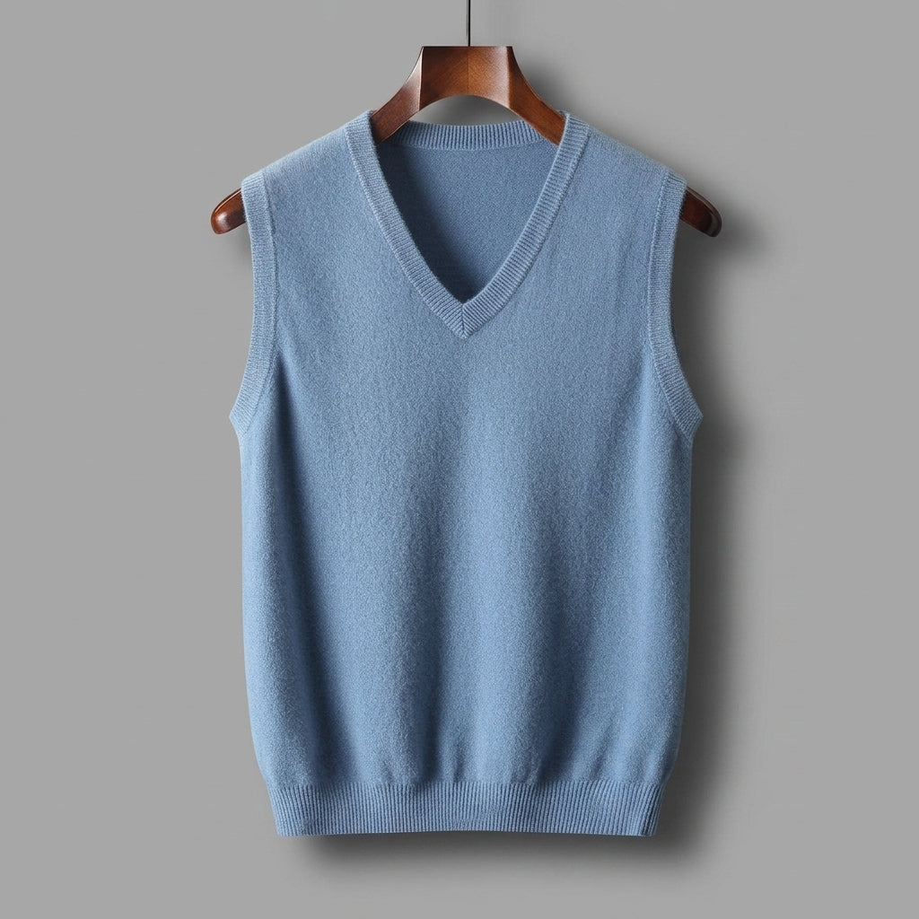 Back view of the sleeveless knit sweater vest