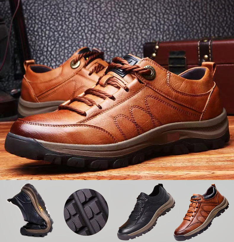 Men's Hand-Stitched Leather Casual Shoes Brown