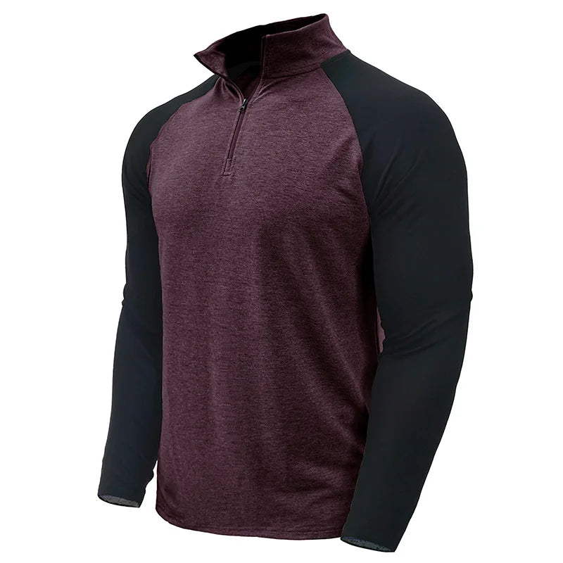 Men's Color Block Quarter Zip Pullover Shirt