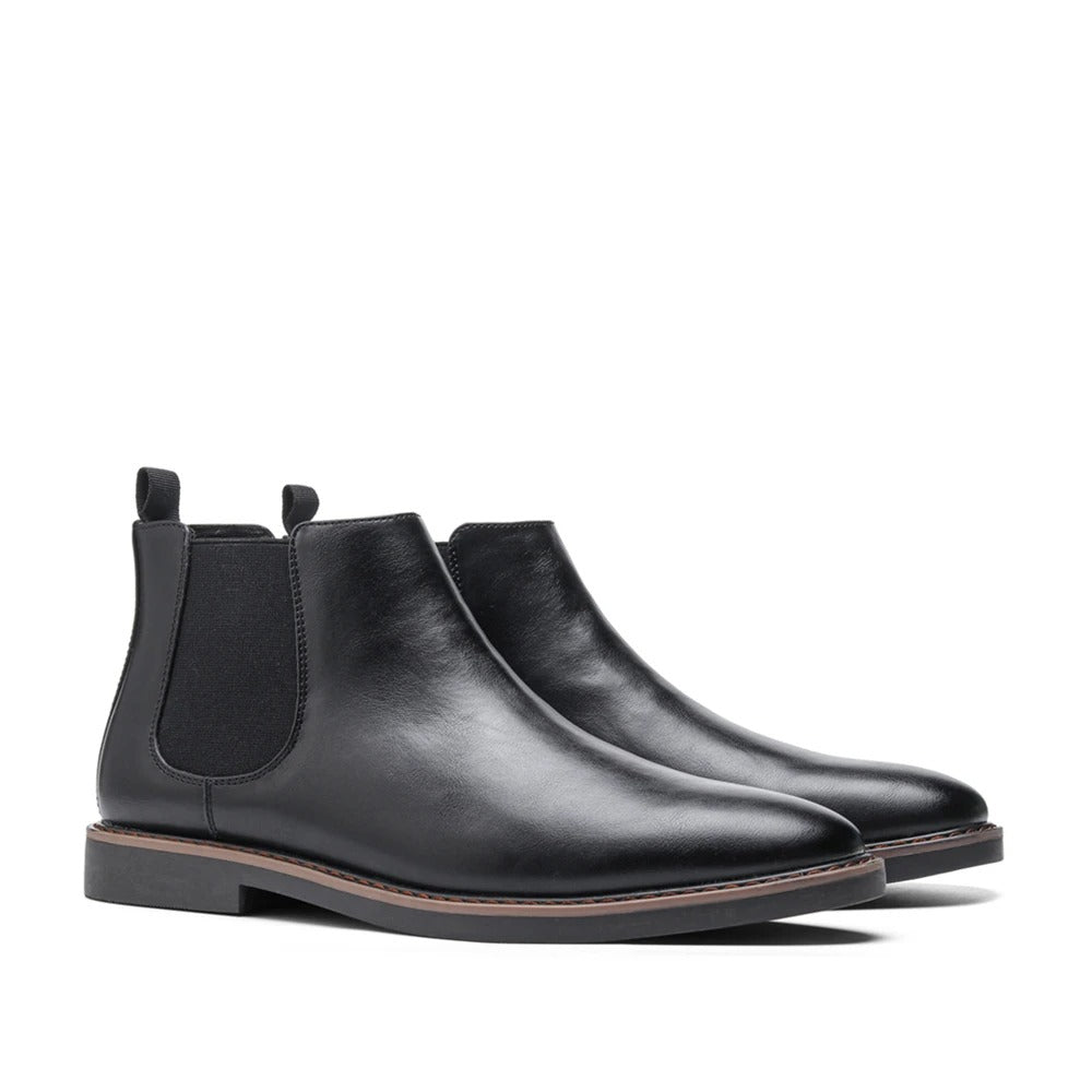 Men's Leather Look Elegant Chelsea Boots Brown