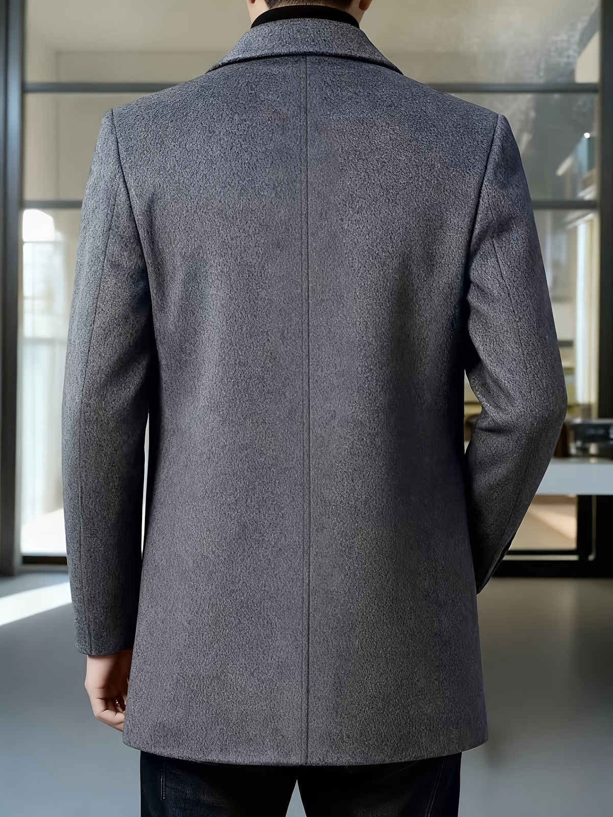 Men's long coat with a tailored single-breasted design