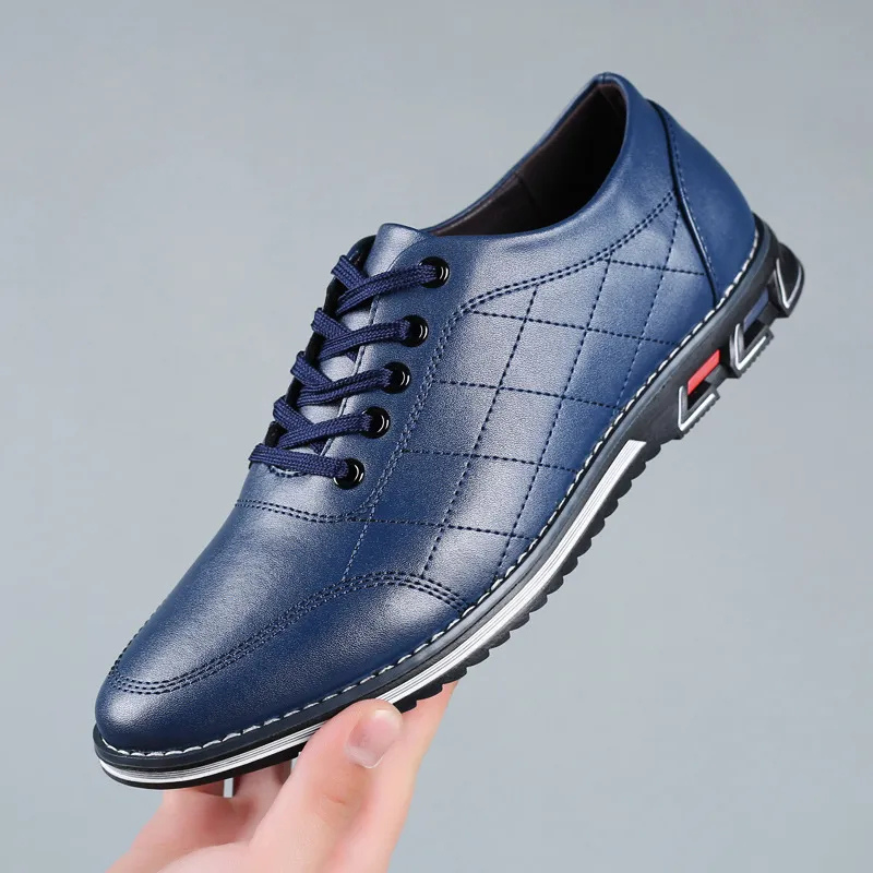 Close-up view of men's dress shoes highlighting the upper and sole