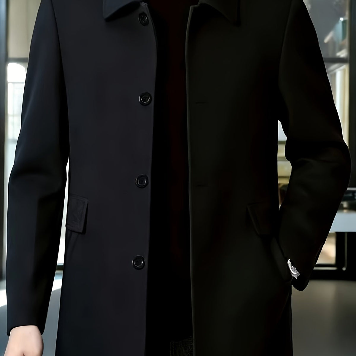 Men's Classic Single Breasted Long Coat