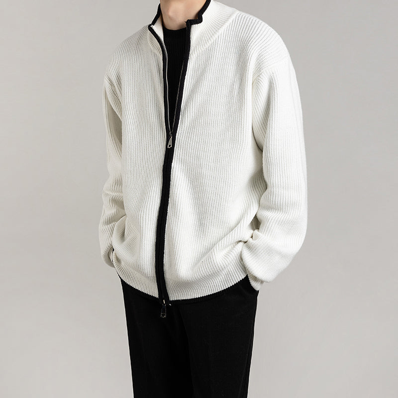 Men's cardigan styled as a versatile casual layering piece