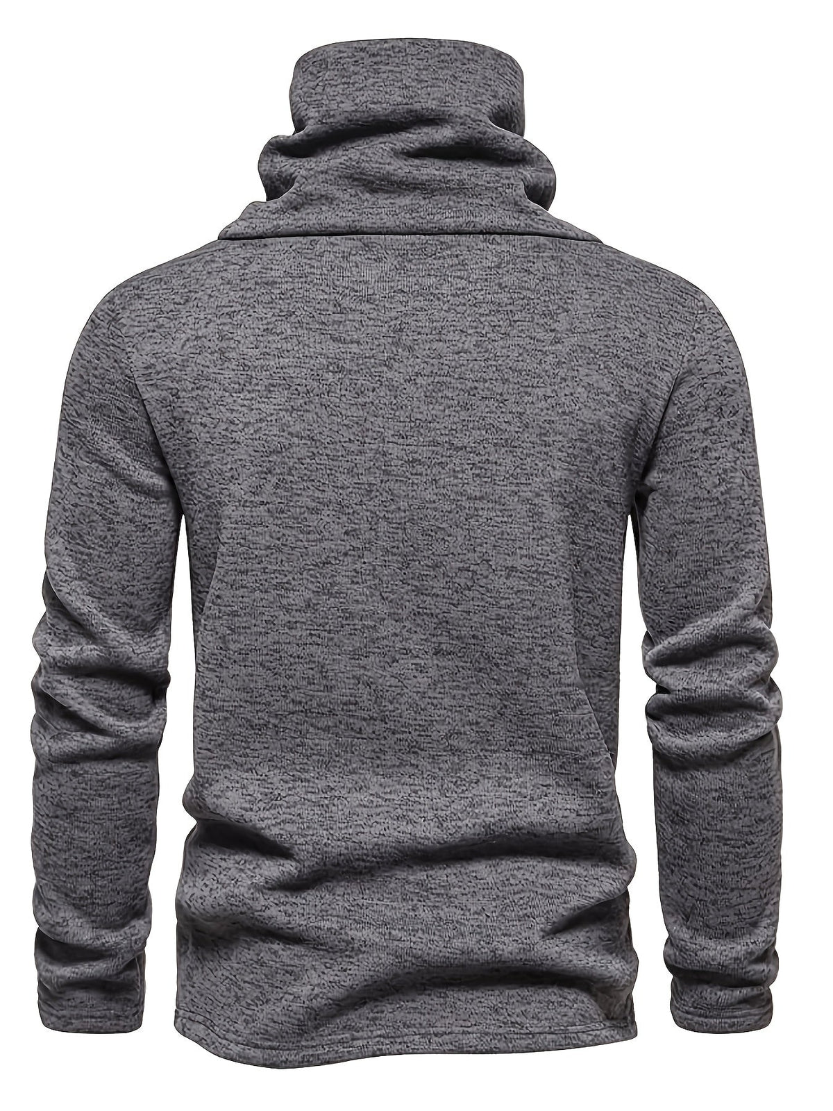 Close-up of the shawl collar on a men's knit sweater