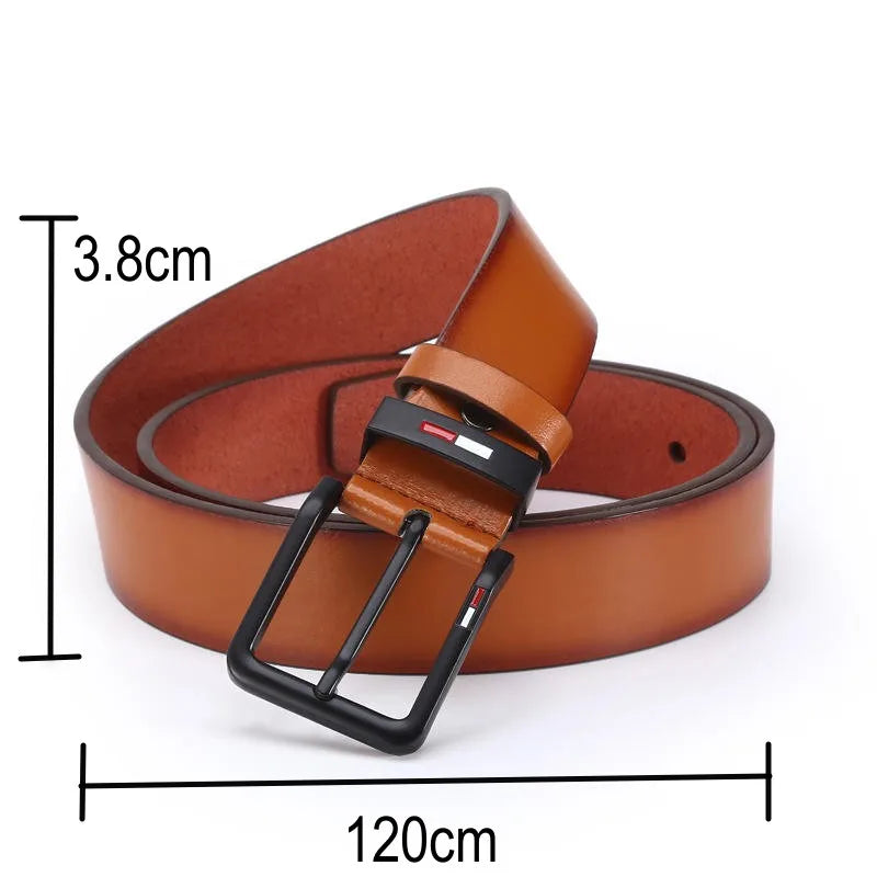 Men’s PU Leather Belt with Square Pin Buckle – Business Casual Waist Belt