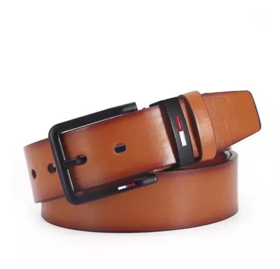 Men’s PU Leather Belt with Square Pin Buckle – Business Casual Waist Belt