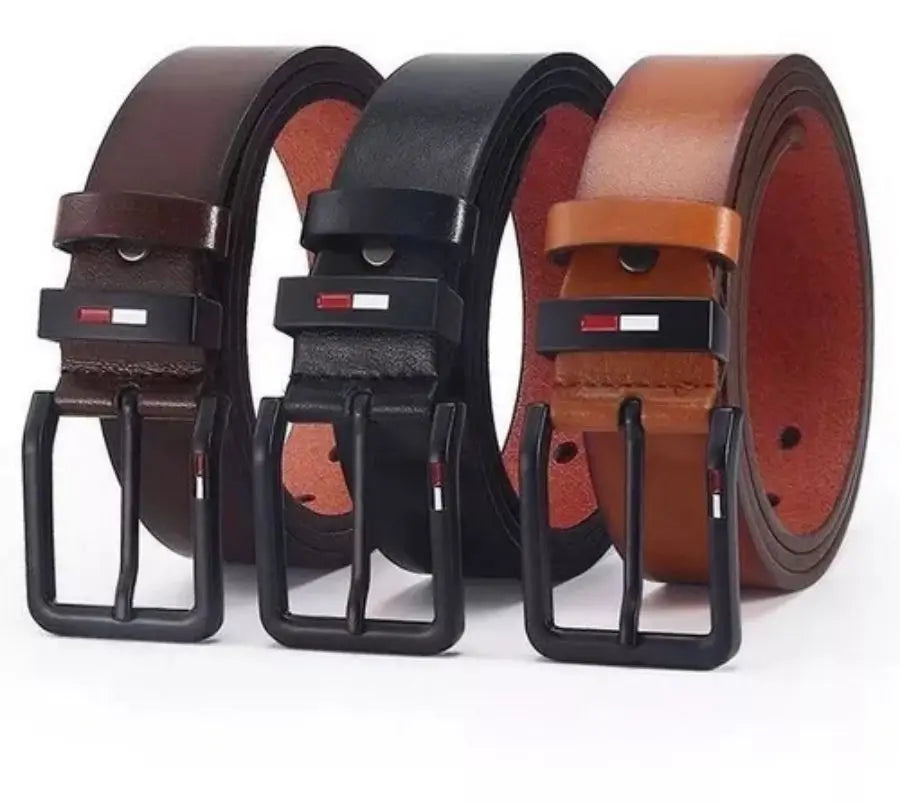 Men’s PU Leather Belt with Square Pin Buckle – Business Casual Waist Belt