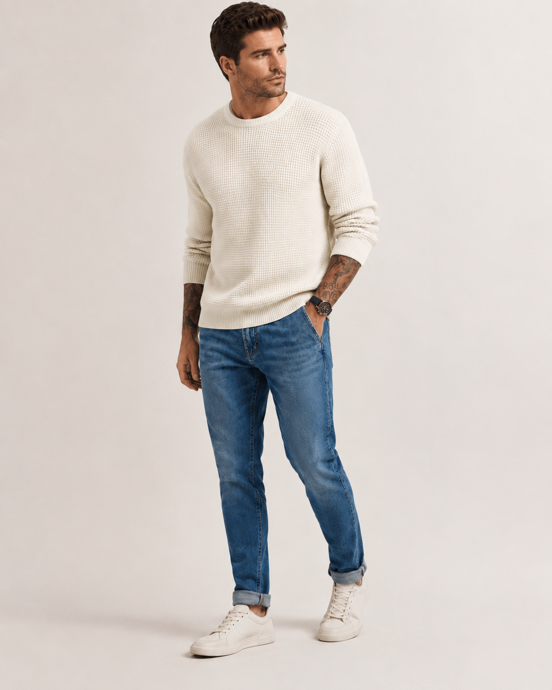 Structured Knit Long Sleeve Pullover