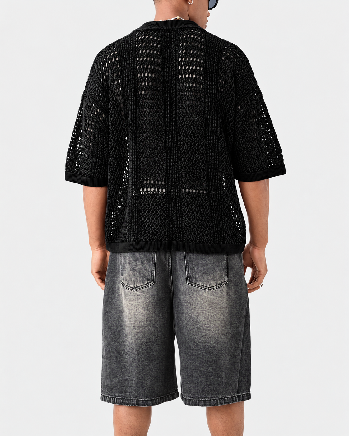 Lattice polo shirt with a breathable knit construction