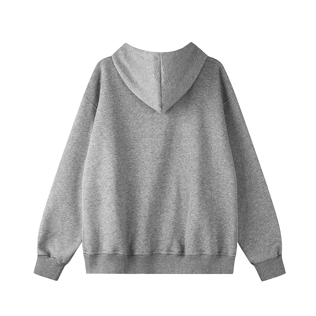 Hood and neckline of a women's sequin hoodie