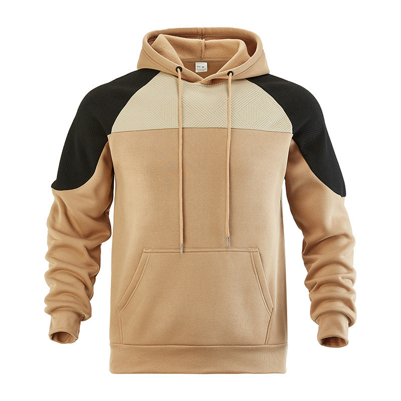 Men's Textured Contrast Panel Hoodie