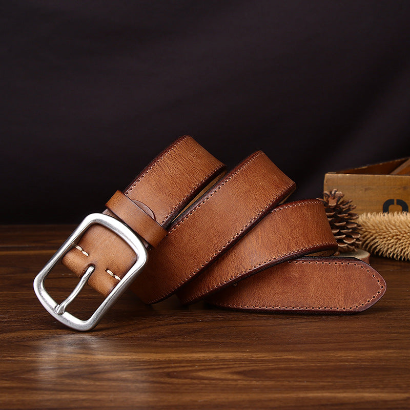 Men's belt paired with casual pants for a polished look