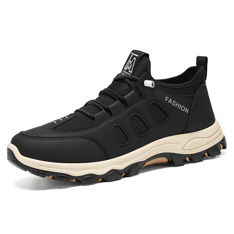 Textured outsole of a men's sneaker built for outdoor traction