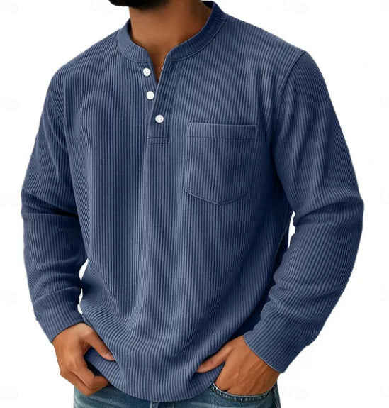 Ribbed comfort fit detail on a men's waffle knit shirt