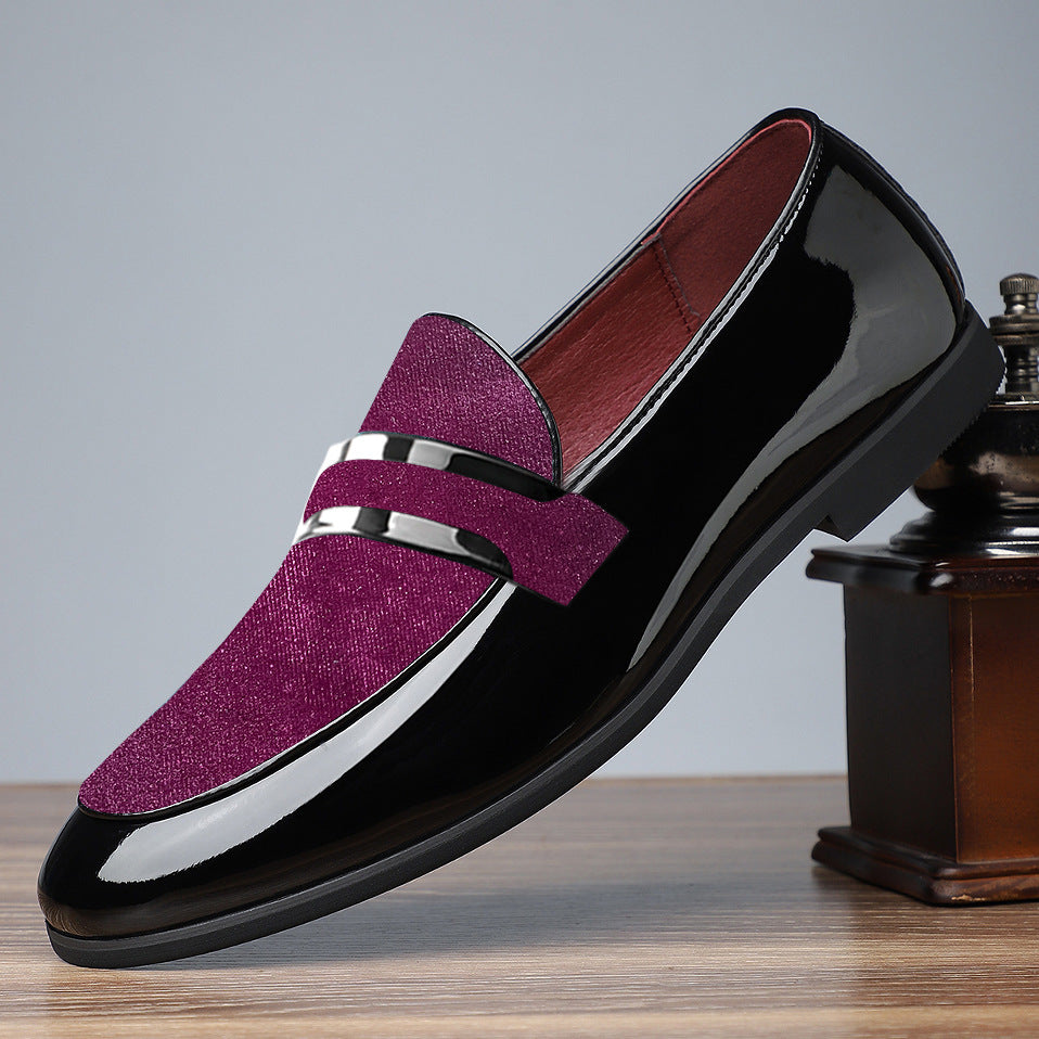 Patent Leather Contrast Panel Loafers