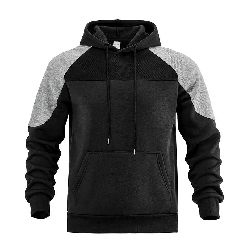 Men's Textured Contrast Panel Hoodie