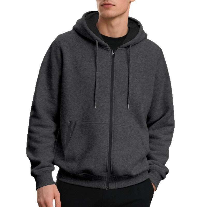 Ribbed cuffs on an oversized men's full zip hoodie