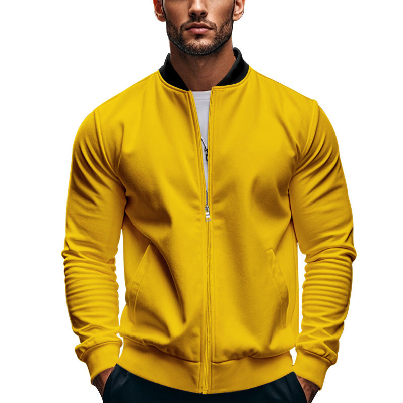 Men's Slim Zip Bomber Jacket With Stand Collar