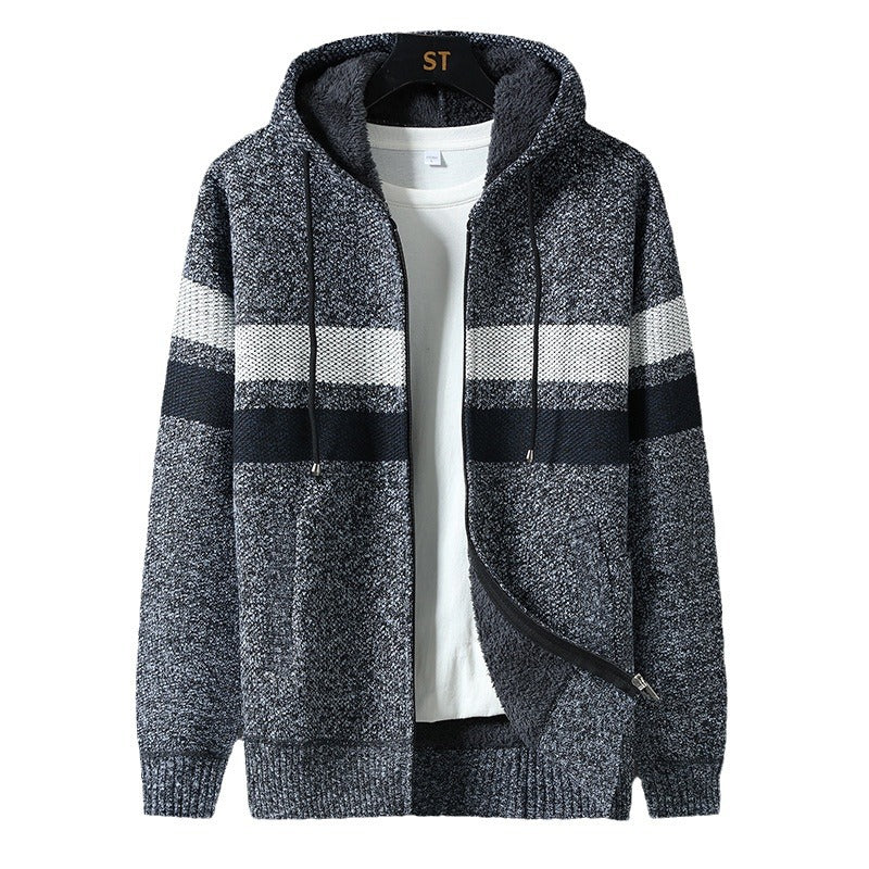Men's jacket with a soft hood and full-zip front