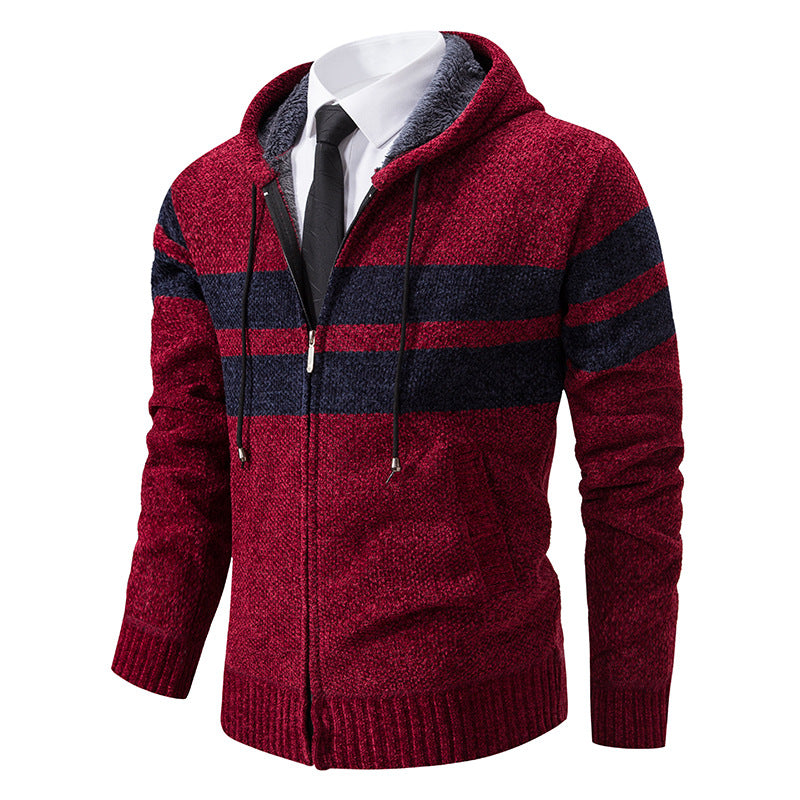 Men's Teddy Lined Knit Hooded Jacket