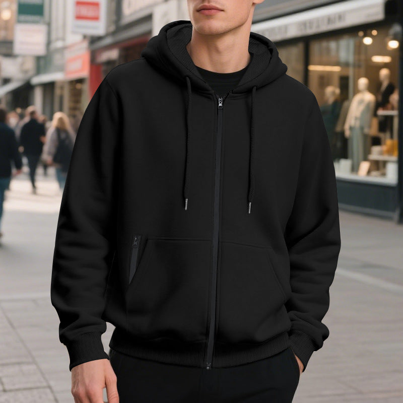 Oversized men's zip hoodie featuring a kangaroo pocket