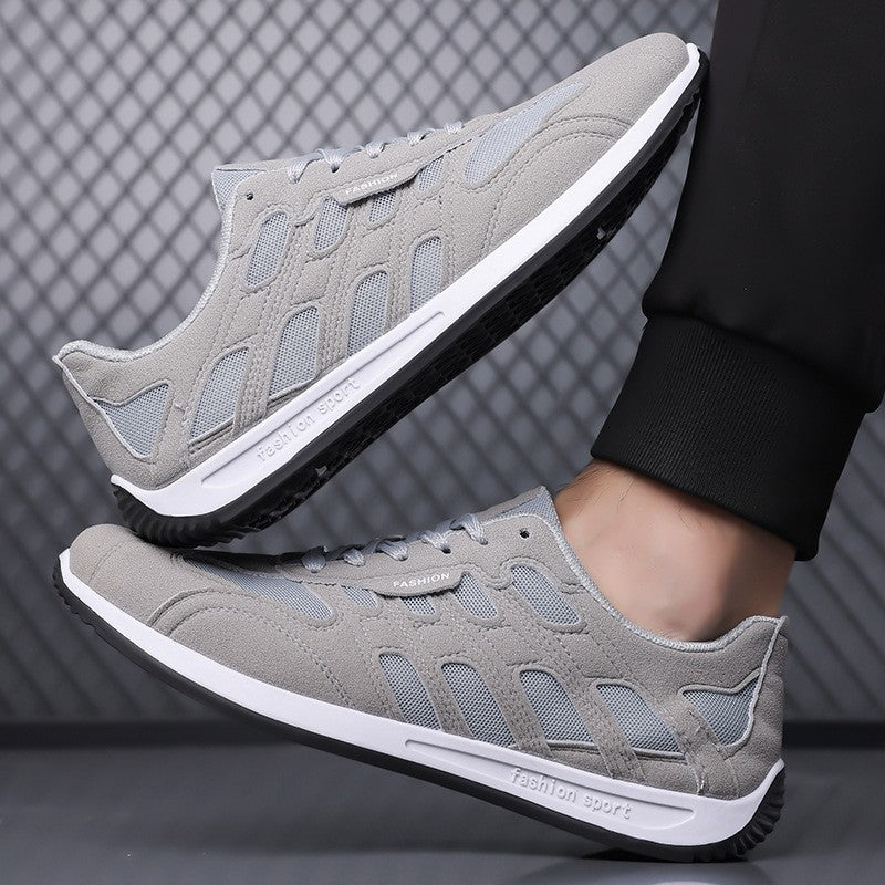 Top view of suede casual sneakers