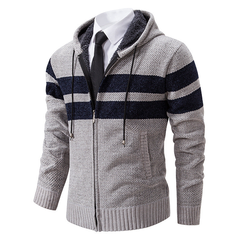 Men's Teddy Lined Knit Hooded Jacket