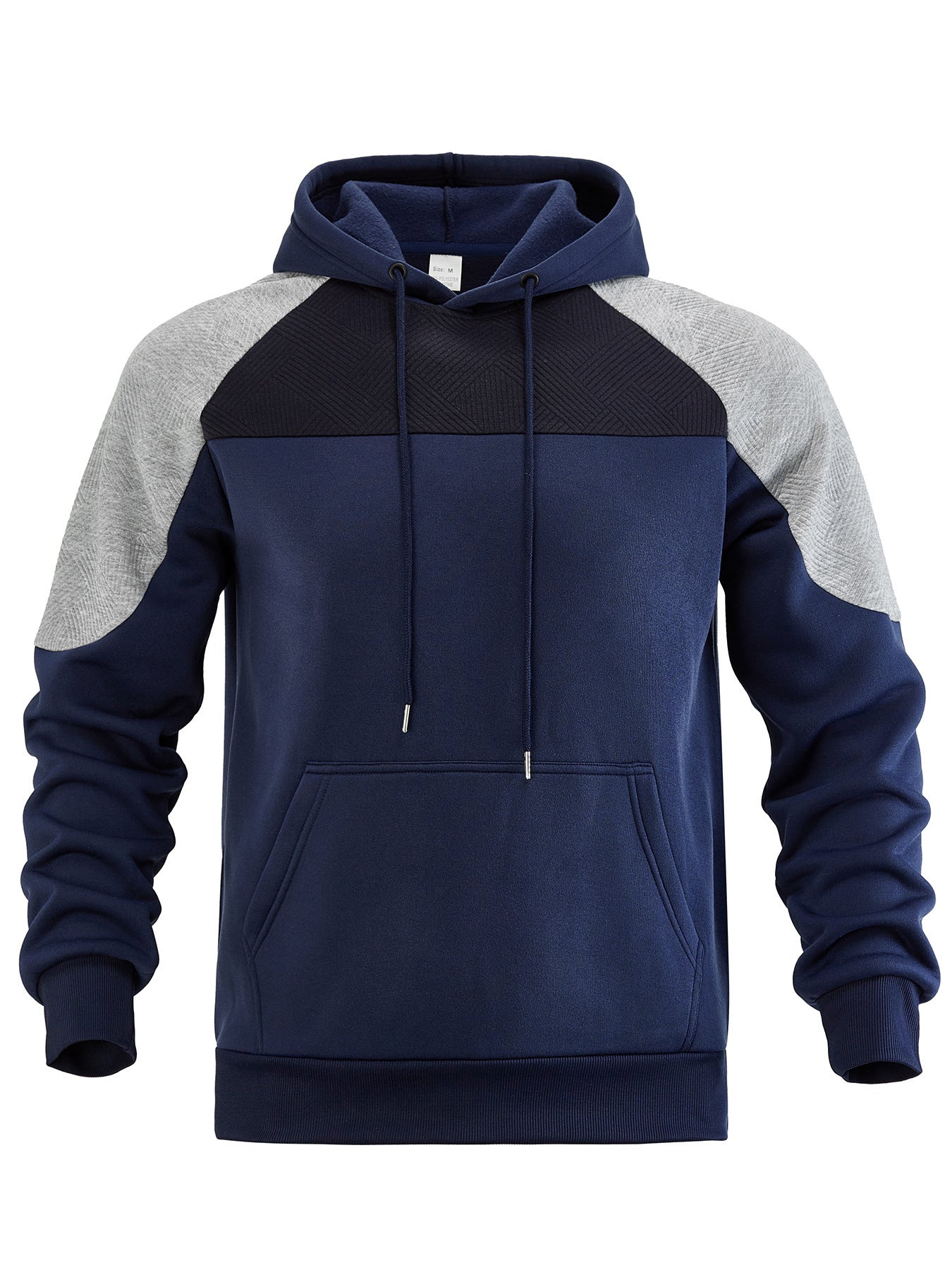 Detailed view of the hoodie fabric texture and contrast construction
