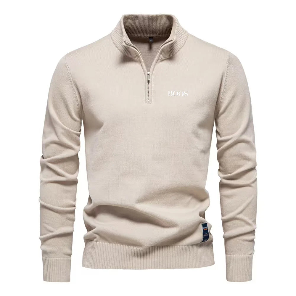 Eli Romano Men’s Half Zip Polo Collar Sweater