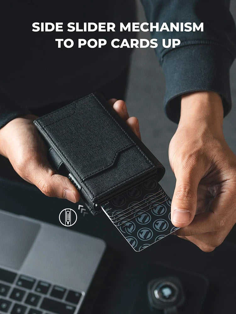 RFID Aluminum Card Holder Wallet – Slim Pop-Up Anti-Theft Men’s Minimalist Wallet