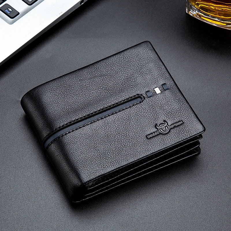 BULLCAPTAIN Men’s Genuine Leather Wallet – RFID Blocking Business Card Holder Bifold Purse