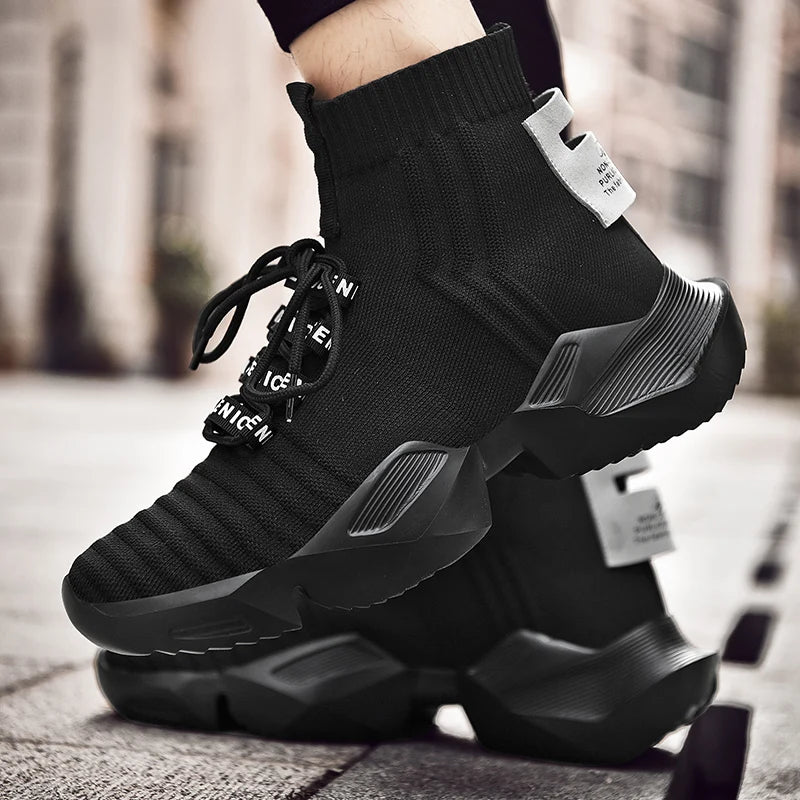 StreetFlow Lace-Up Knit Sneakers
