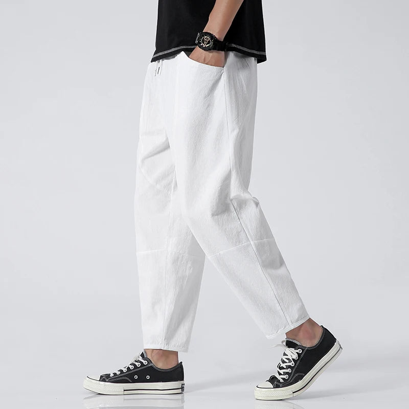 Luca Blanc Men's Cropped Cotton Pants