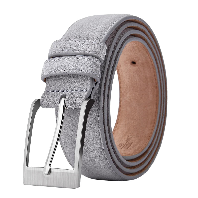 Suede Leather Belt – Classic Pin Buckle Casual Jeans Belt