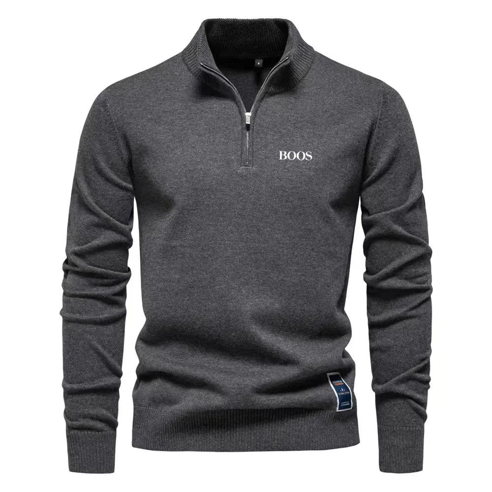 Eli Romano Men’s Half Zip Polo Collar Sweater