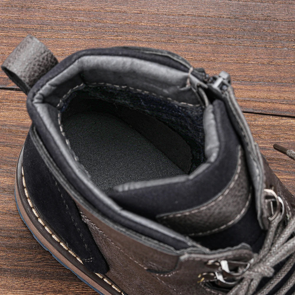 Léon Men’s Leather Ankle Boots – Lace-Up Casual Vintage Style Boots