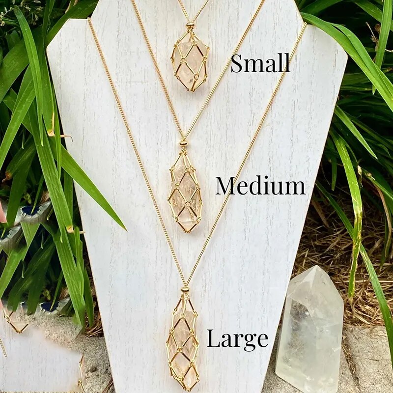 Golden Tranquil Crystal Pouch Necklace
