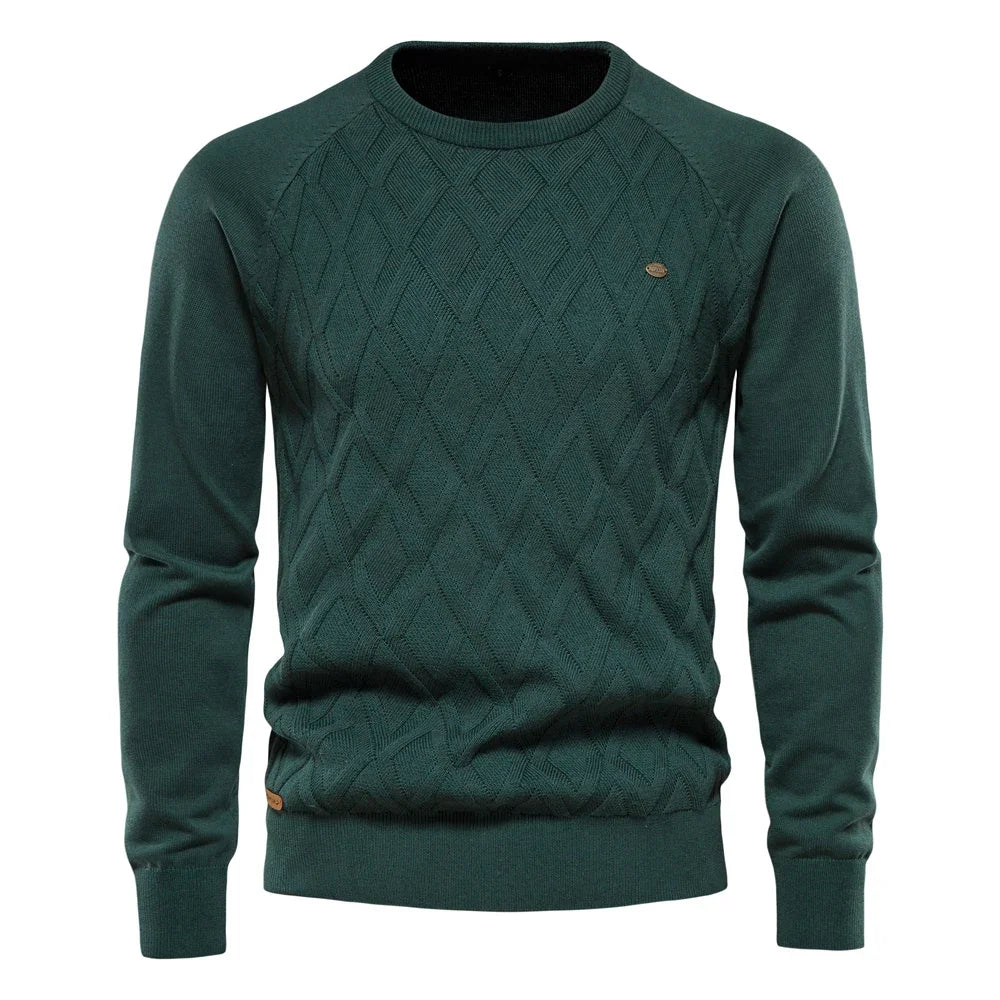 Dario Pini Men’s Argyle Knit O-Neck Sweater