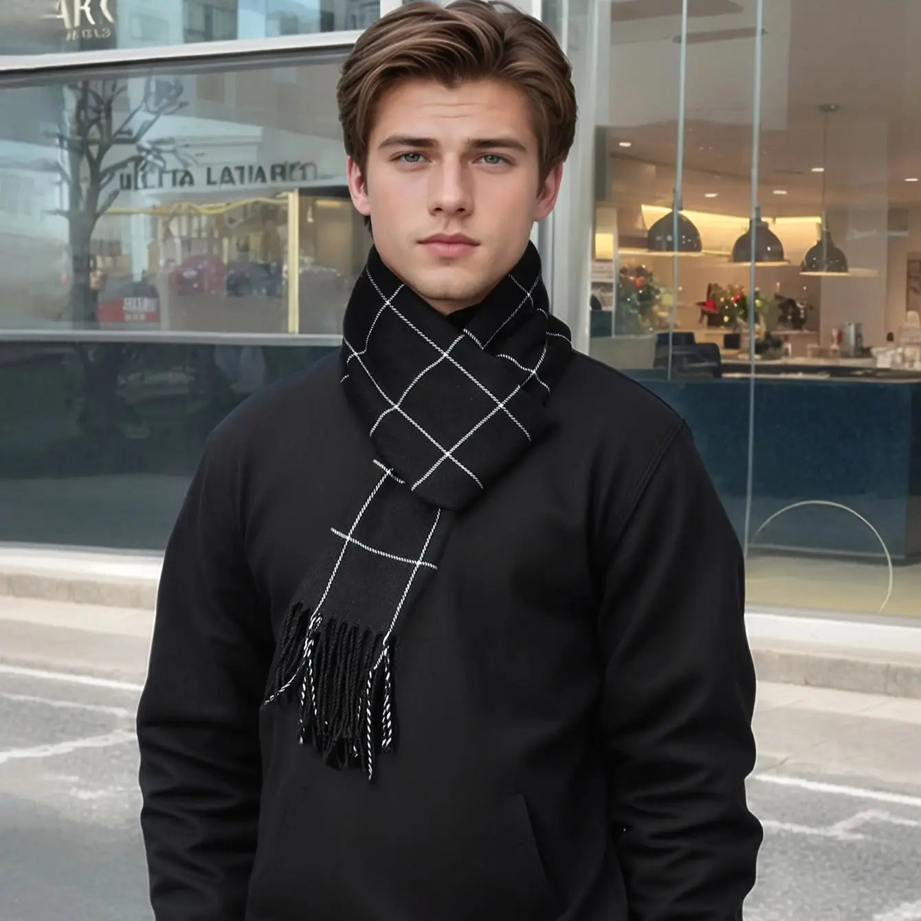 Vinthentic Men’s Cozy Checkered Neck Warmer