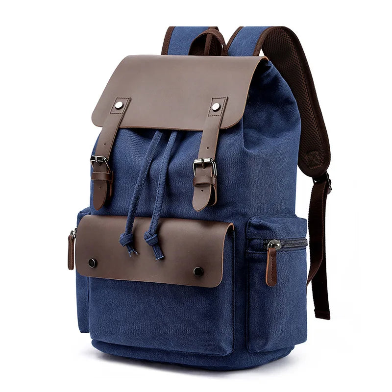 Vinthentic Men’s Vintage Canvas Backpack – Large Capacity Laptop Travel School Bag