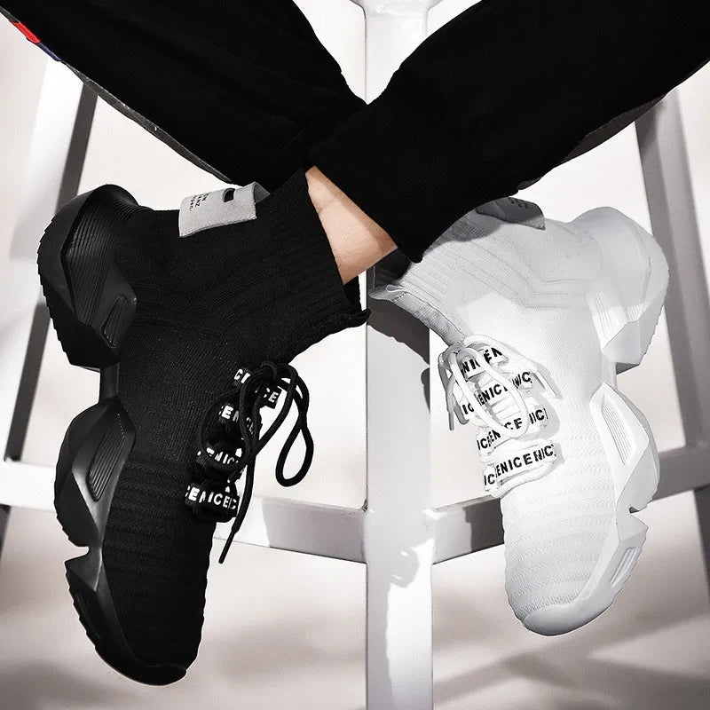 StreetFlow Lace-Up Knit Sneakers