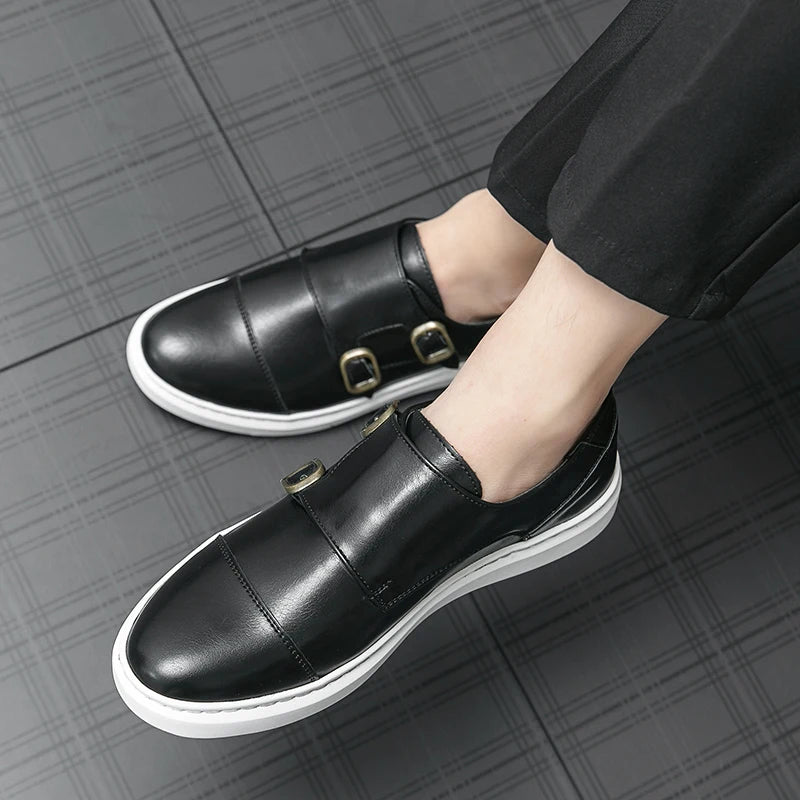 Jules Verneuil Double Buckle Leather Loafers