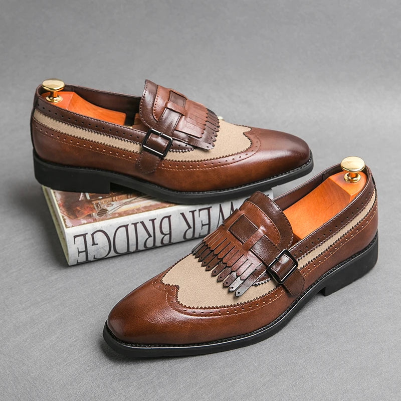 Enzo Caravelli Kiltie Monk Strap Shoes