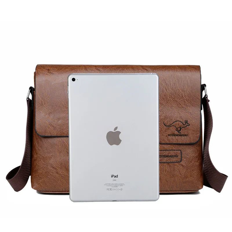 Men’s Business Leather Crossbody Messenger Bag for iPad